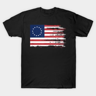 4th of July Patriotic Betsy Ross battle flag 13 colonies T-Shirt